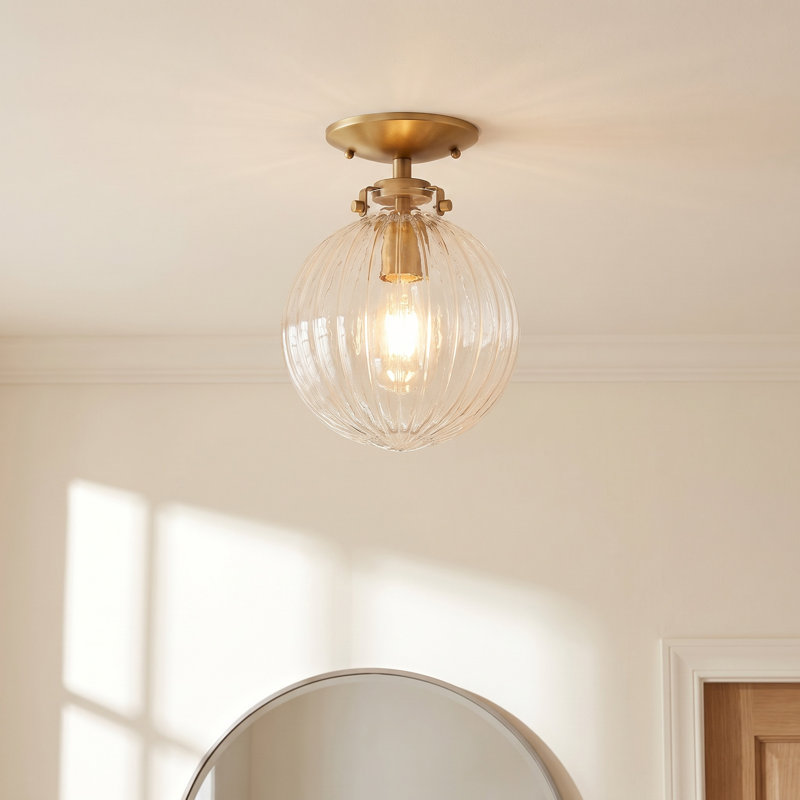 Kaydan 1-Light Dimmable Semi Flush Mount, Natural Brass