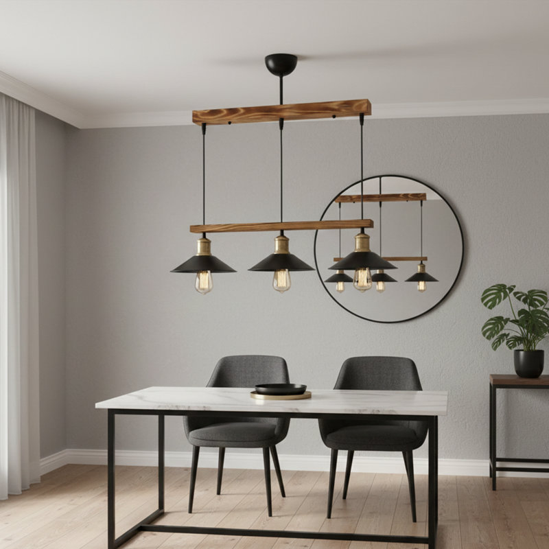 Thatcher 3-Light Wood & Metal Linear Pendant