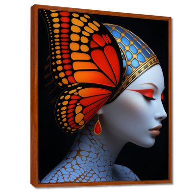 Golden Butterfly Fashionista I - Woman Butterfly Wall Art Print