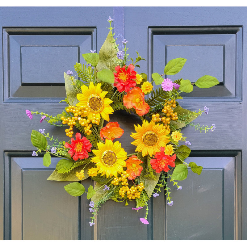 Handcrafted Faux Polyester Wreath, 12"W x 12"H x 3" D