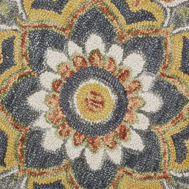 Tapis festonné en laine touffeté à la main Dazzle, Rond 4 pi