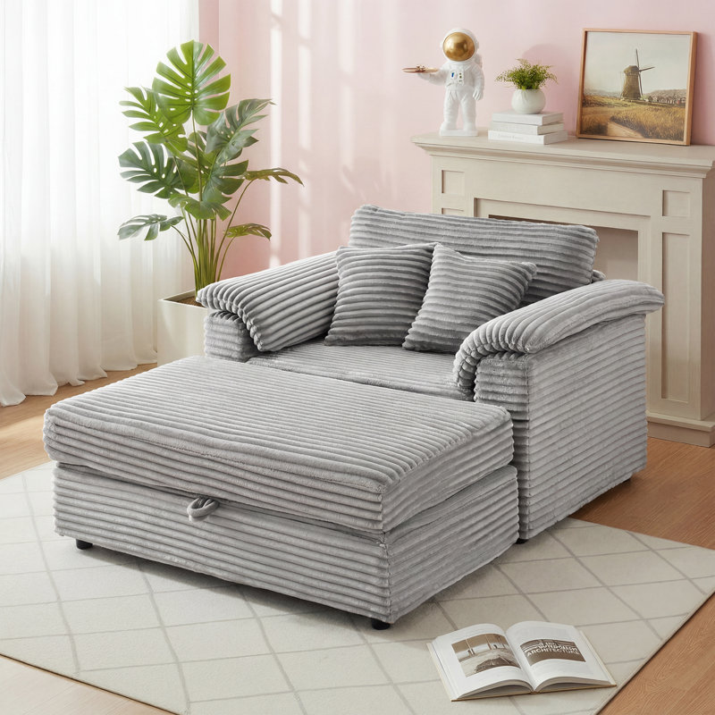 Fauteuil 47,24 po Corduroy, Gris