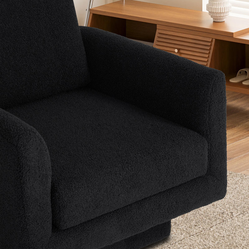 Fauteuil d'appoint pivotant rembourré à accoudoirs évasés, Polyester noir