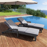 Outdoor Polyethylene (PE) Wicker Chaise Lounge, Patio Single Chaise With Cushions For Backyard/Poolside/Garden