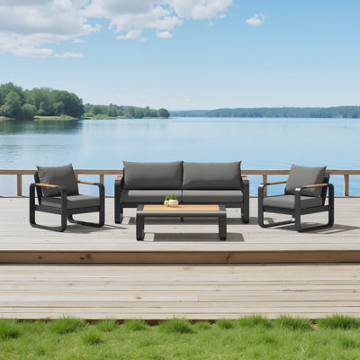 Andes 4-Piece Sunbrella® Outdoor Patio Seating Set - Canvas Charcoal
