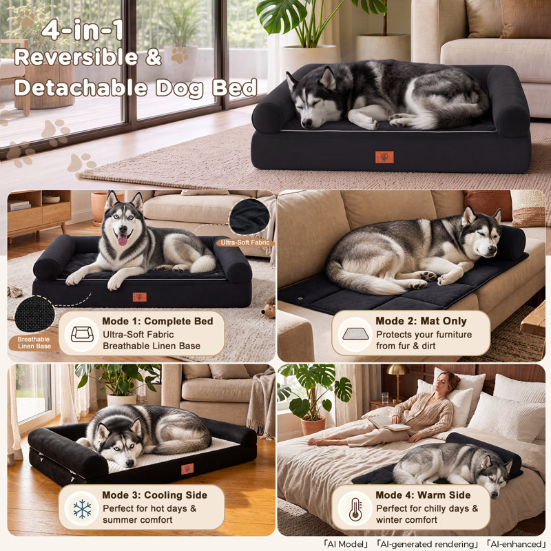 Dog Bed Pet Bed, XL-110*79*16CM, Black