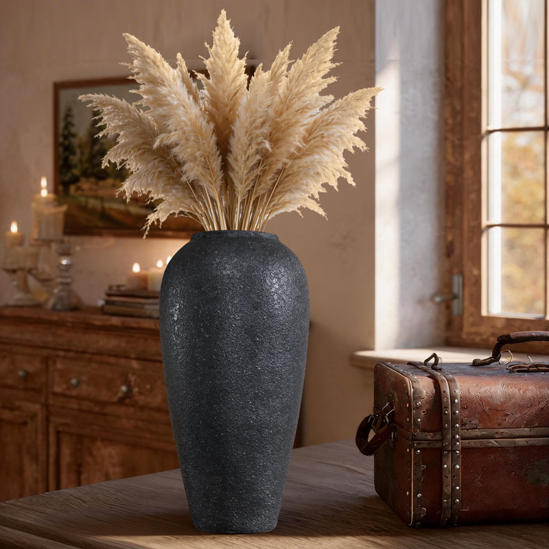 Handmade Ceramic Table Vase, Granular Texture & Matte Finish Ceramic Vase with Mottled Glaze, Simple Natural Texture & Minimalist Style Decor Piece