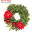 Couronne de Noël artificielle en pin pour porte d'entrée, guirlande verte classique de 16 pouces avec baies rouges et pommes de pin pour cheminée et mur-1617607299