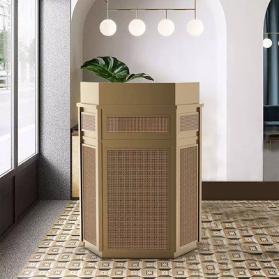 Bureau de réception rustique ovale en acier inoxydable