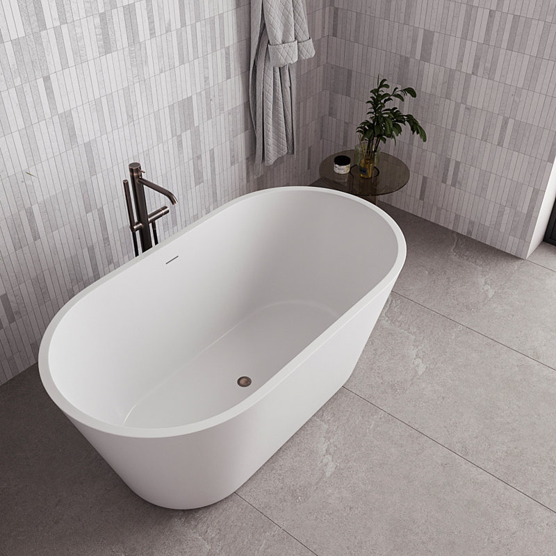 54" Streamline Soaking Freestanding Tub With Internal Drain, Matte Oil Rubbed Bronze