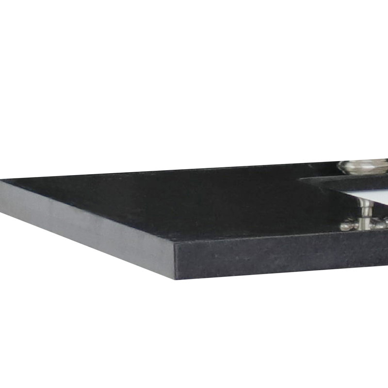 Tangular 61'' Granite Single Bathroom Vanity Top with Sink, Black Galaxy Granite