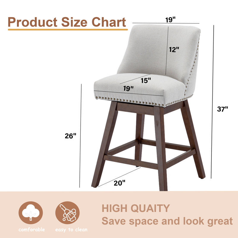 Counter Height Swivel Upholstered Bar Stools (Set of 6), Beige