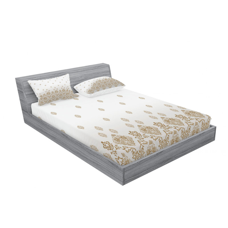 Microfiber Damask Sheet Set, Queen Sheet Set with Fitted Sheet