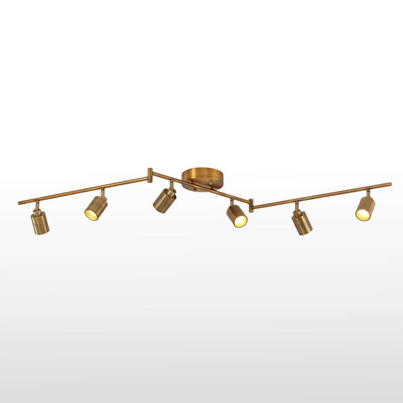 62.2'' 6 -Light Swing Arm Track Track Kit with Dimmable and Adjustable Head, Brushed Brass