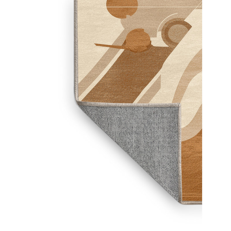 Machine Washable Mendon Ice Cream Truck Modern Abstract Rug in Beige – Beige Binding, 7x10