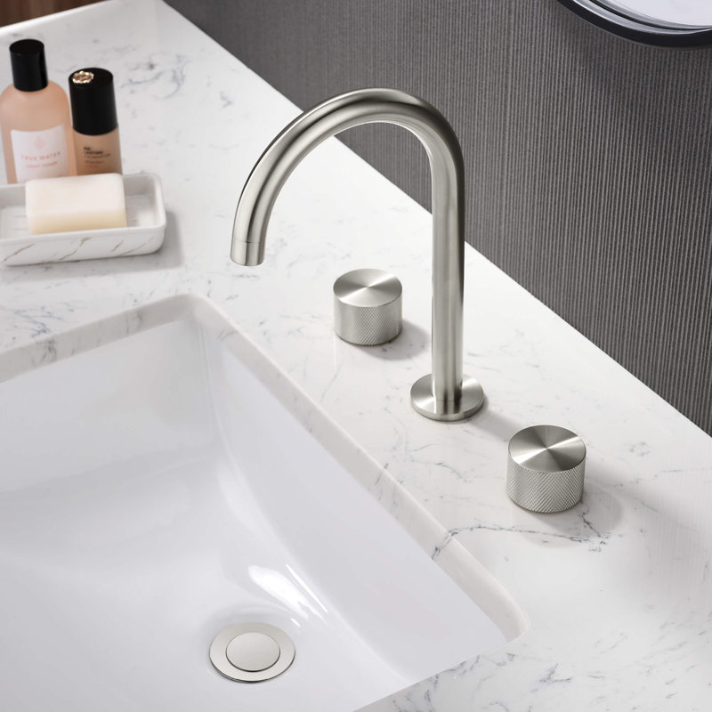 Circular X Widespread Bathroom Faucet 3 Hole, 2-handle Bathroom Sink Faucet with Drain Assembly, Brushed Nickel
