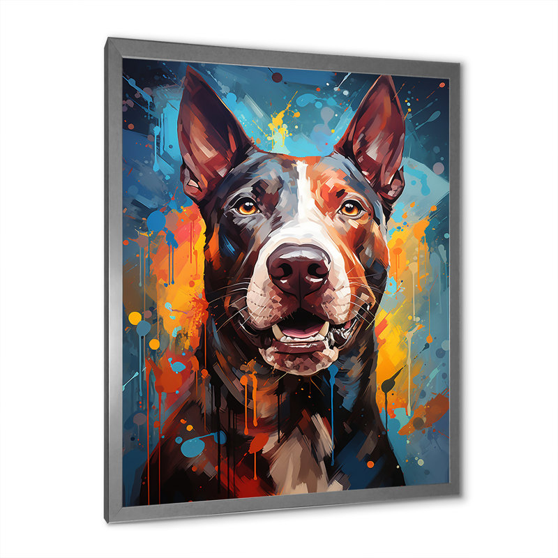 Impression sur toile Bull Terrier Boldness I, H 32 po x l 16 po x P 1 po, Cadre simple argenté