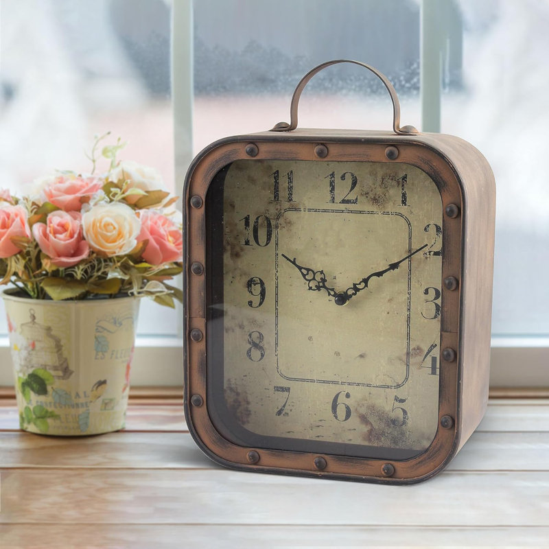 Large Square Plain Metal Desktop Clock