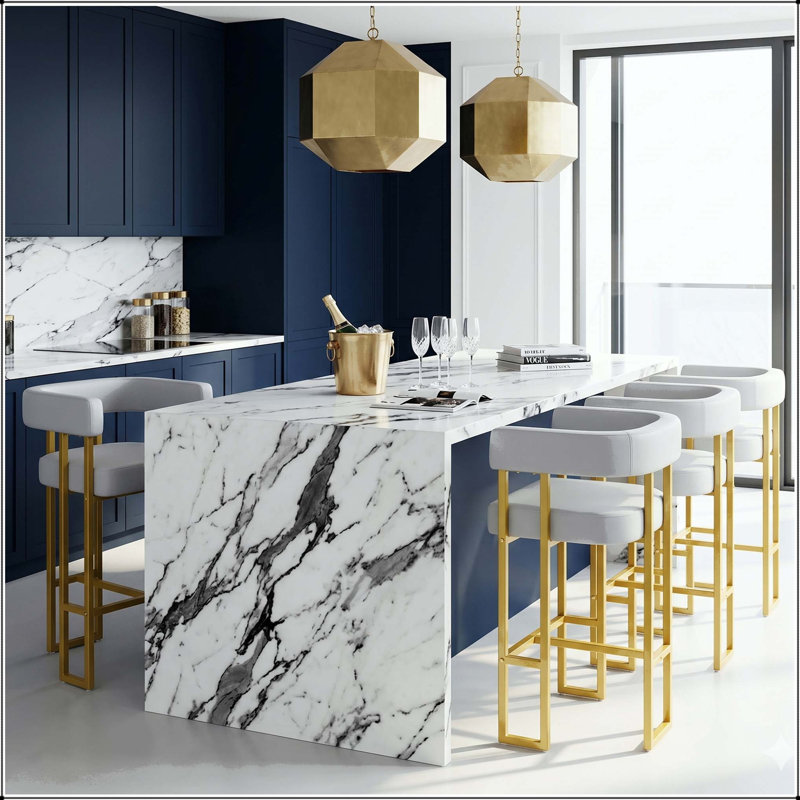Ensemble de 4 tabourets de bar à hauteur de comptoir Modern, Blanc, 4