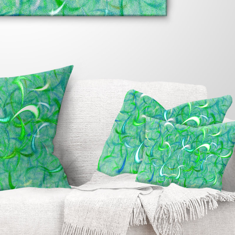 Coussin lombaire à motif fractal aquarelle Abstract, vert