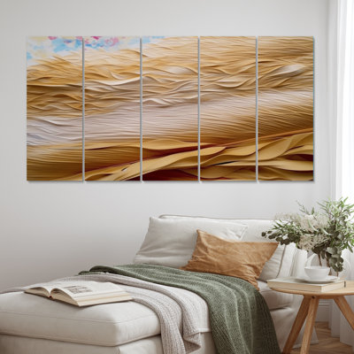 «Terracotta Bliss Abstract III», reproduction sur toile abstraite - 5 panneaux égaux