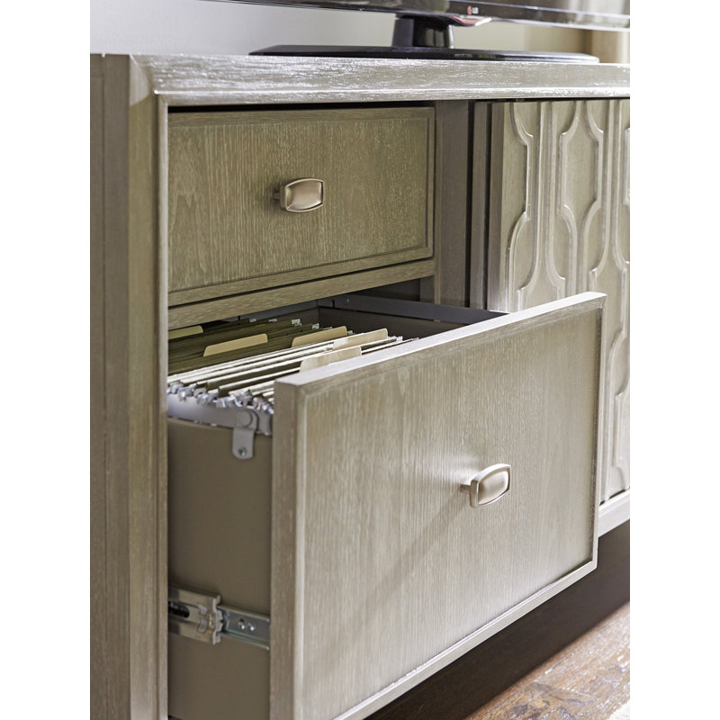 Gray Transitional 74.5" Media Console with Cabinet