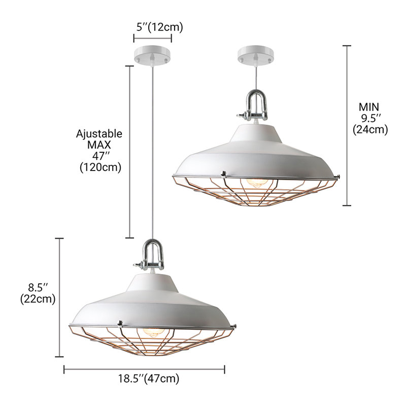 Luminaire suspendu de style grange 18 po avec cage