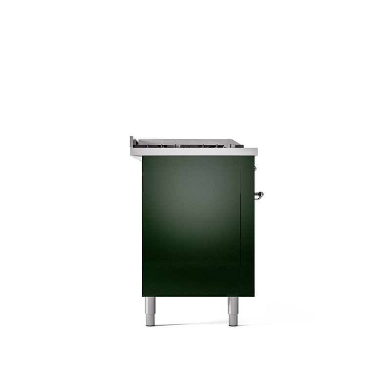 ILVE Nostalgie II 60 Dual Fuel Range, 5 Burners, Griddle, Frenchtop , Liquid Propane, Emerald Green/Chrome