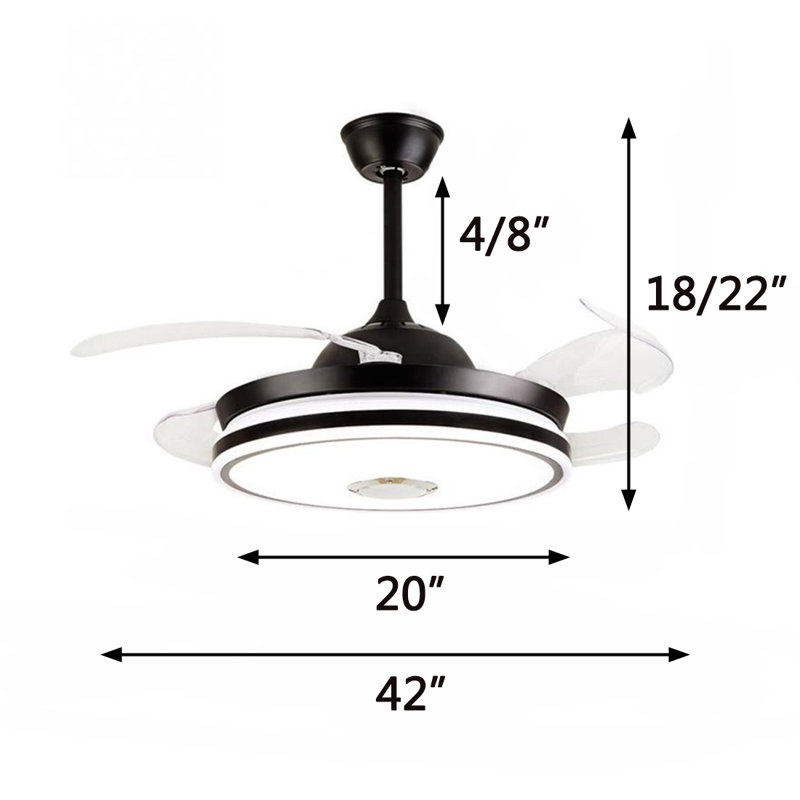 Ventilateur de plafond à 4 pales à DEL à 4 pales avec télécommande et ensemble d'éclairage inclus Bethane