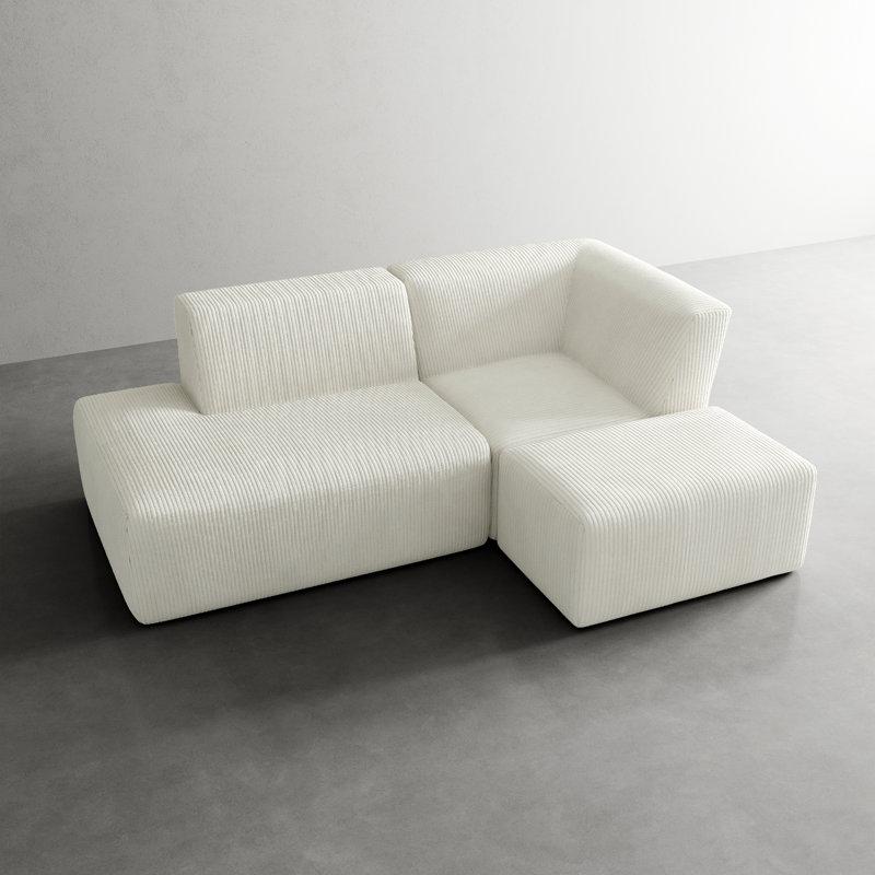 3 Seater Corduroy Seating Component, Beige Corduroy