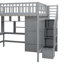 Lit mezzanine double avec bibliothèque, tiroirs, bureau et garde-robe-585457846