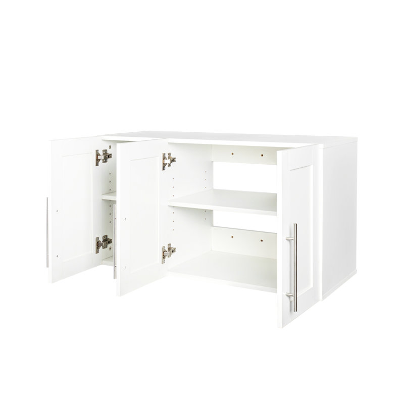 Armoire de rangement murale blanche empilable de 15,96 po x l 34,54 po de hauteur et de H 19,41 po, idéale pour être utilisée seule ou dans une armoire de salle de lavage de 19,41 po de hauteur, à utiliser comme meuble télé supplémentaire