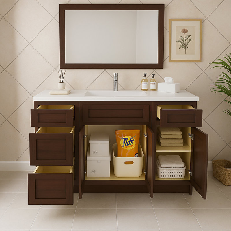 48 base de meuble-lavabo simple seulement, Brun