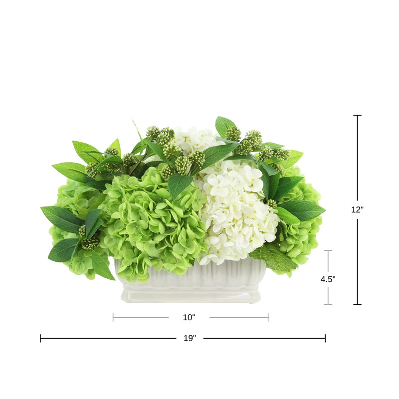 Hydrangea Arrangement in Fluted Ceramic Vase