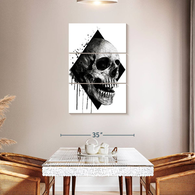 Tête de mort grunge Hitzel, H 57 po x l 36 po