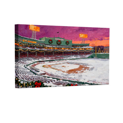 «Christmas Christmas Decorated Baseball Stadium Snowy Evening», ensemble de 3 impressions sur toile