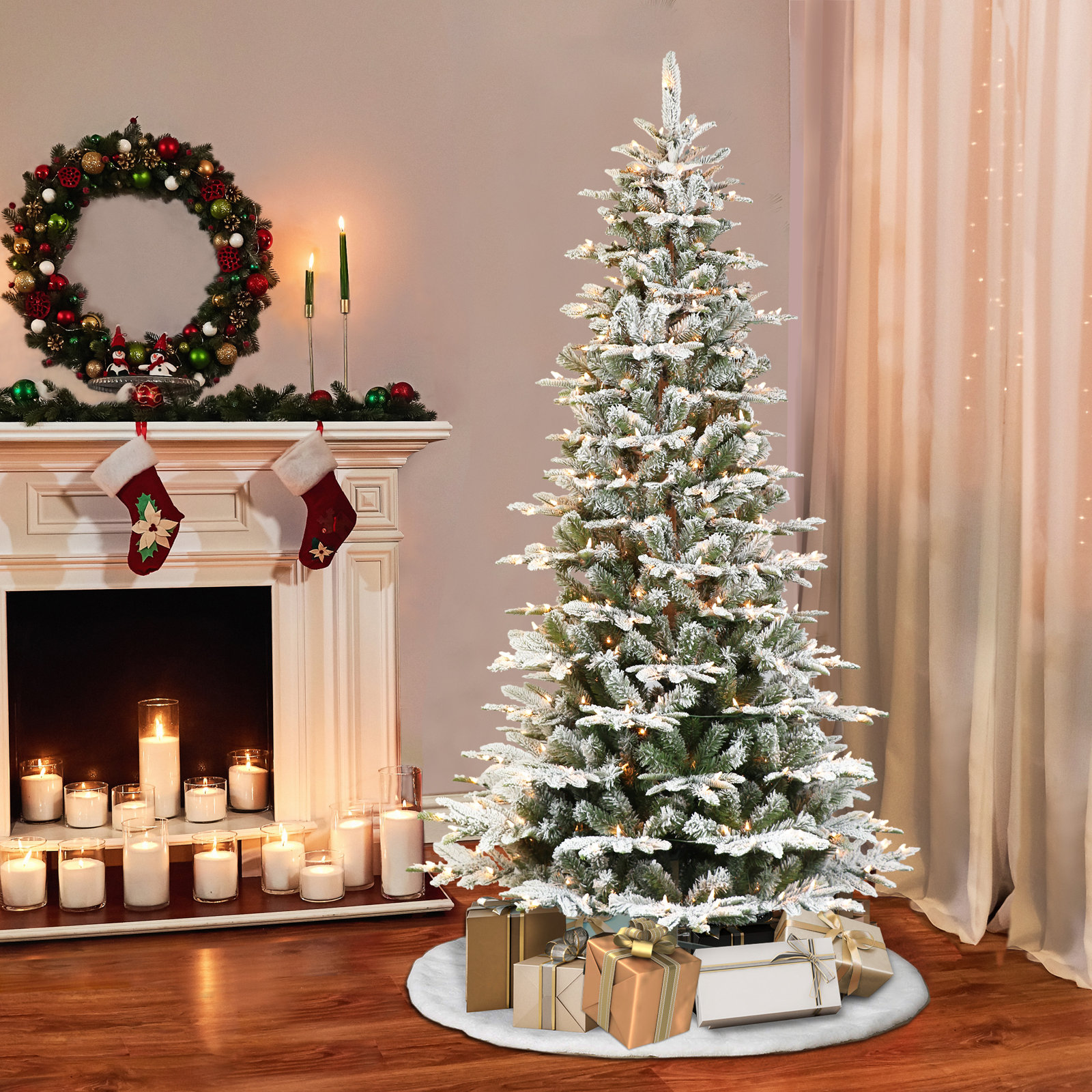 Lighted Artificial Fir Christmas Tree, 7.5'