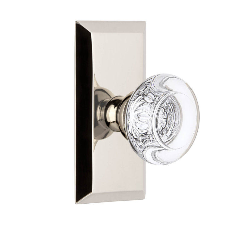 Petite plaque Grandeur Fifth Avenue avec poignée en cristal Bordeaux, Nickel poli, 2.75"
