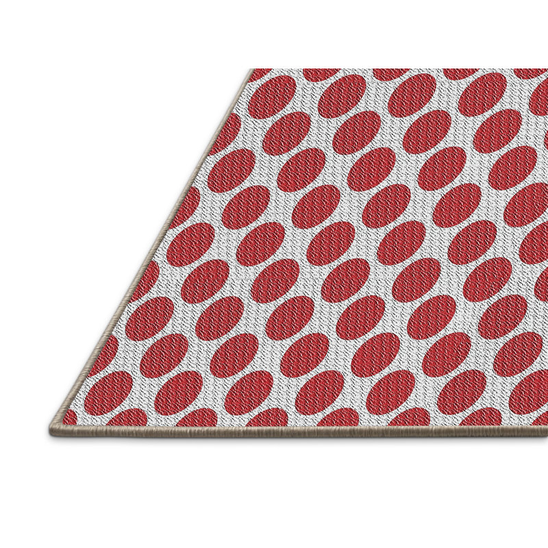 Tapis rouge / blanc à pois Riccio, Rectangle 5 pi x 7 pi