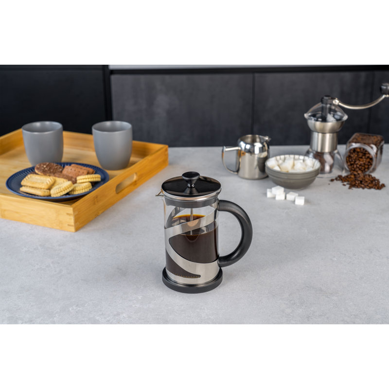 Café Olé Classico Cafetiere, 8 Cup, French Press Coffee Maker, Heat Resistant Handle, Stainless Steel, 1000ml, Chrome