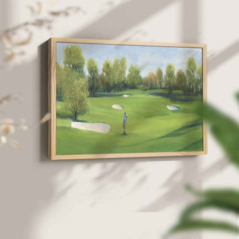 Fairway Shot II -Framed Print - Restickable, Natural, 22" H x 28" W