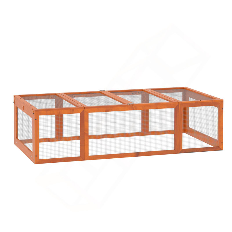 Cage à lapins en bois Pawhut, Orange