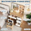 Ensemble de coiffeuse avec miroir lumineux, ensemble de coiffeuse à 4 tiroirs, prise de courant, tabouret de rangement, tablettes de rangement, miroir de coiffeuse à 3 lumières réglables, ensemble de coiffeuse pour chambre à coucher-275610636