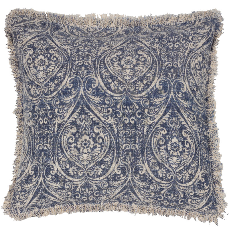 Durelle Cushion Cover Damask Square Cushion Cover, Blue
