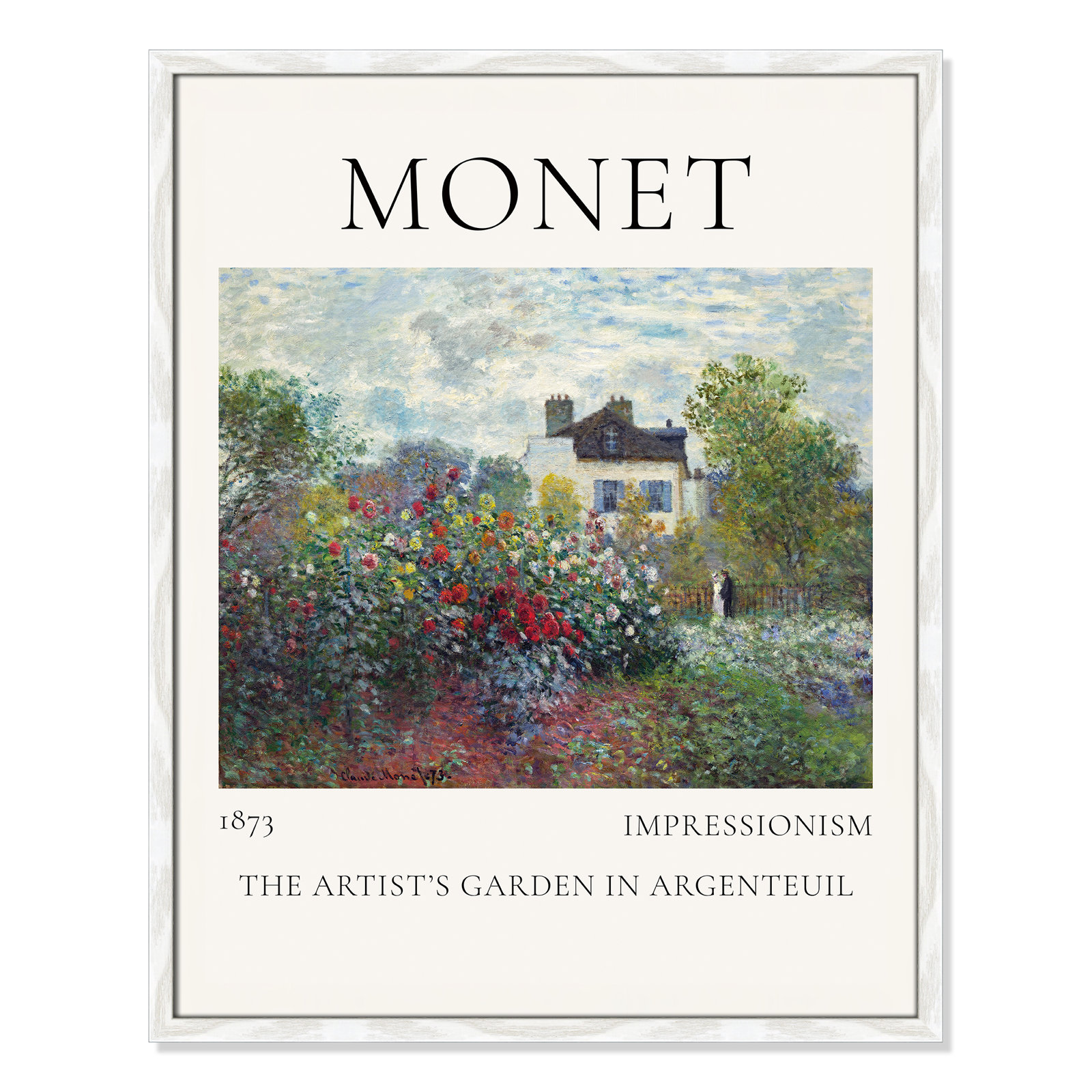 Artists Garden in Argenteuil Print by Claude Monet, No, White Single Picture Frame, 29.5" H x 23.5" W x 0.75" D