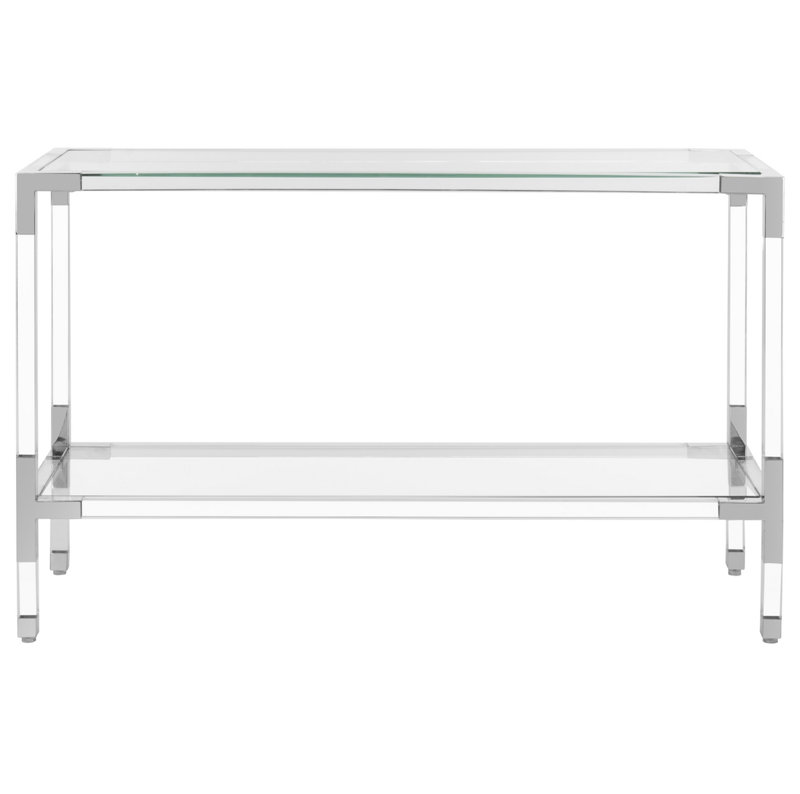 47'' W Glass Console Table, Silver