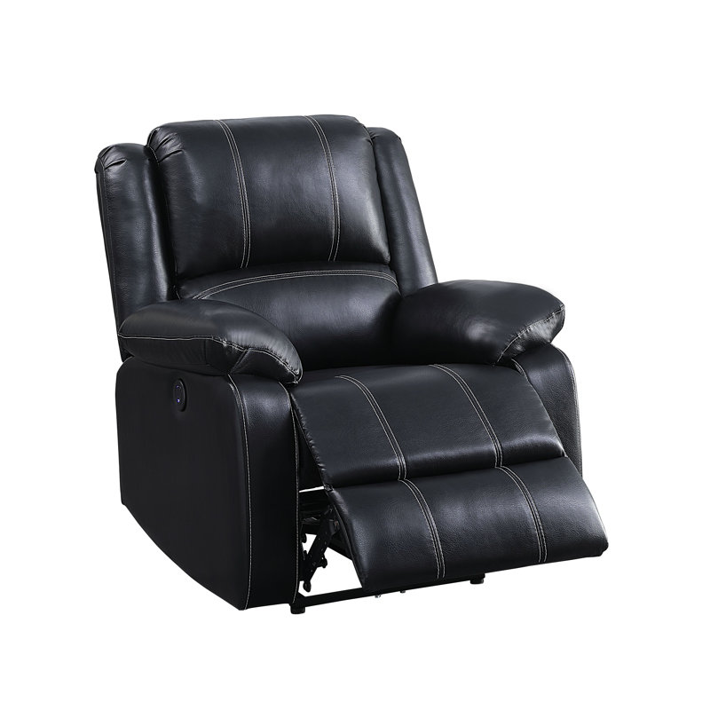 Hagar Upholstered Motion Recliner, Black, Manual