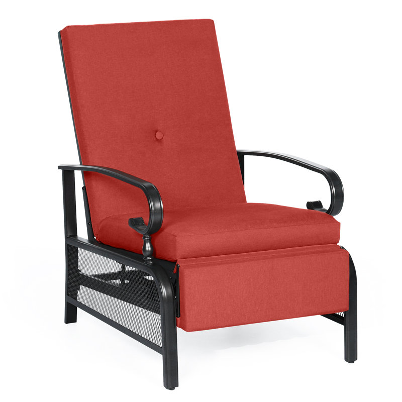 Chaise de patio inclinable avec coussins Baldewijn, Rouge