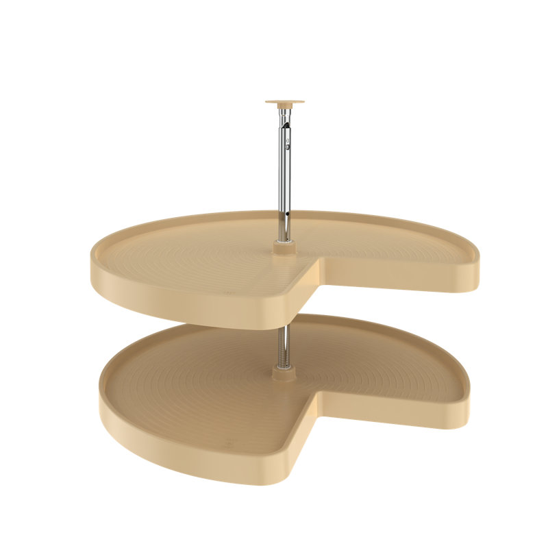 Plateau tournant à 2 tablettes en polymère pour armoires d'angle, L 32 po, Amande