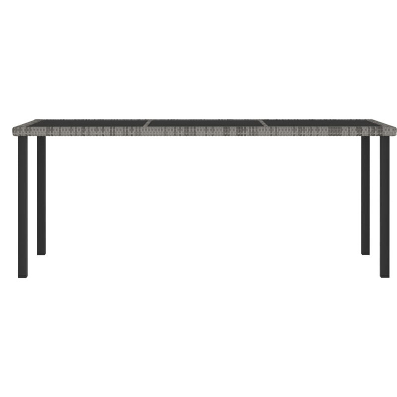 Dining Set Grey and Black Poly Rattan Powder Coated Steel Glass Dining Set